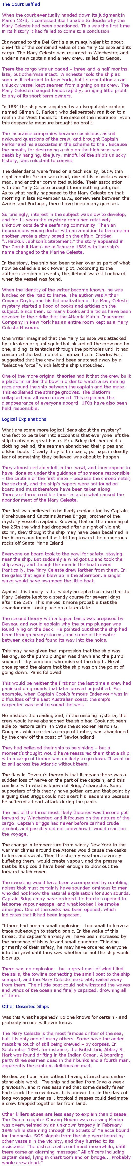 Mysteries of the sea