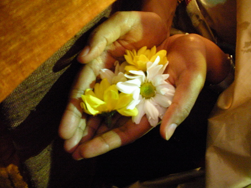 Offering Anjali To Maa Durga During Puja