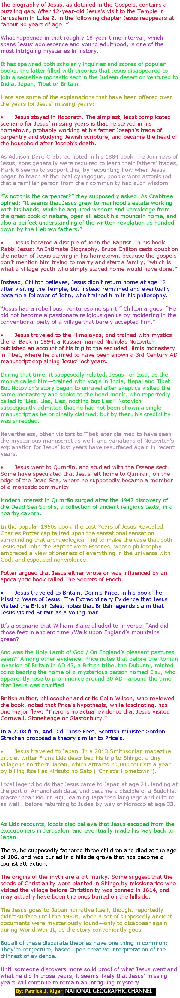 A LOOK INTO THE MISSING YEARS OF JESUS JS6MP